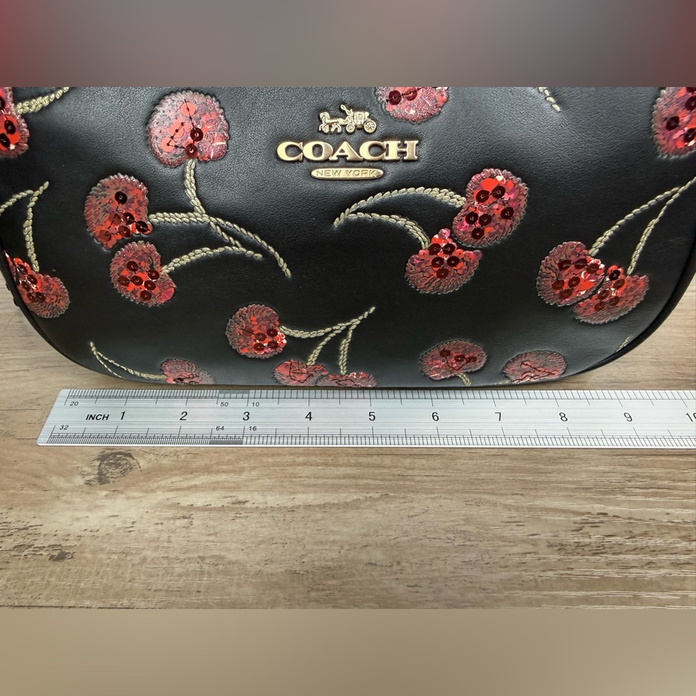 NWT Coach Teri Shoulder/Crossbody Bag black/red Cherry Gold hardware styled set - Picture 9 of 14